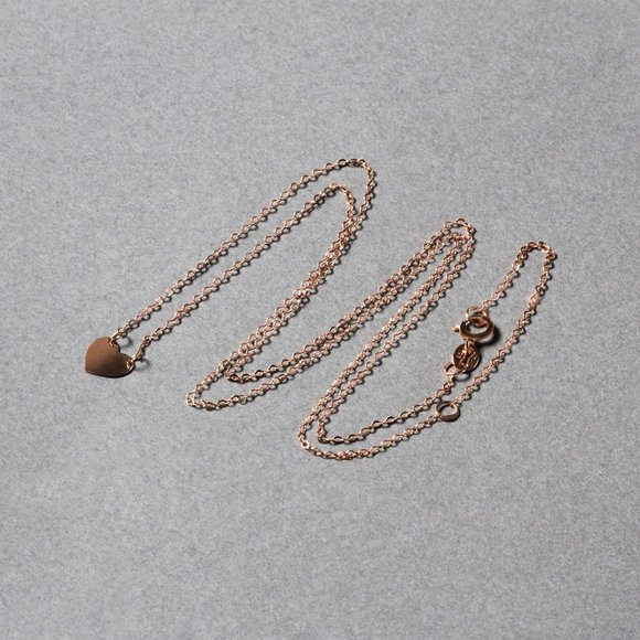 14k Rose Gold Polished Mini Heart Necklace - Picture 1 of 6
